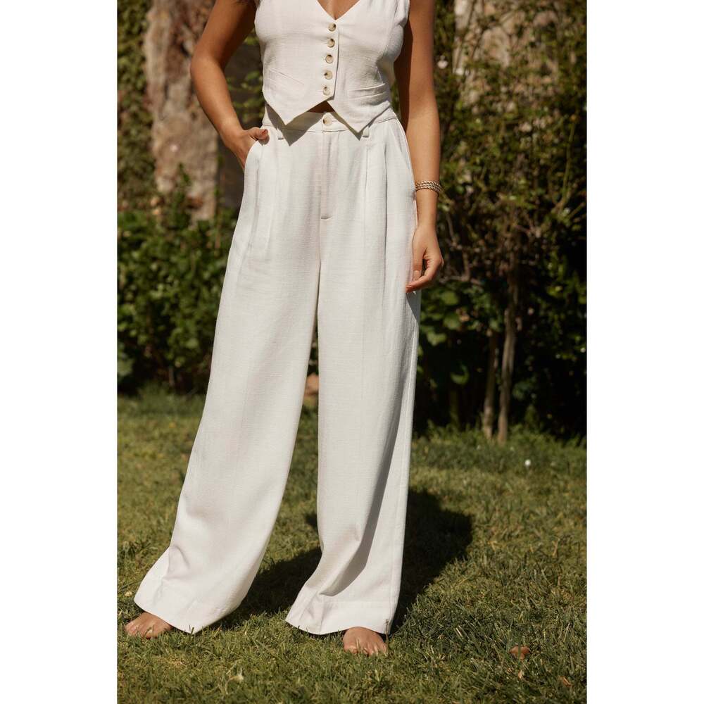 12th Tribe Diane White Linen Trouser Size MM